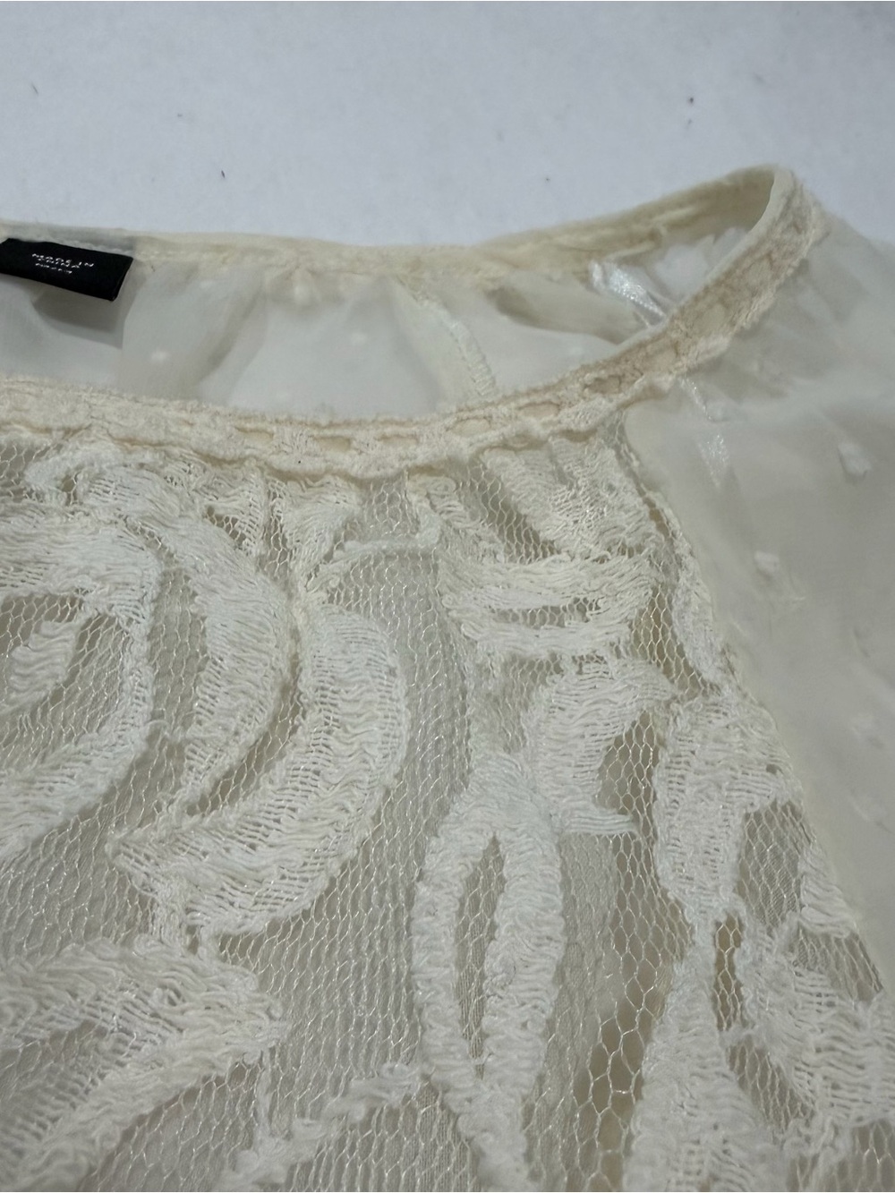 Metaphor Cream Lace Sheer Sleeve‎ Blouse Size Medium Romantic Boho Top - Picture 6 of 10